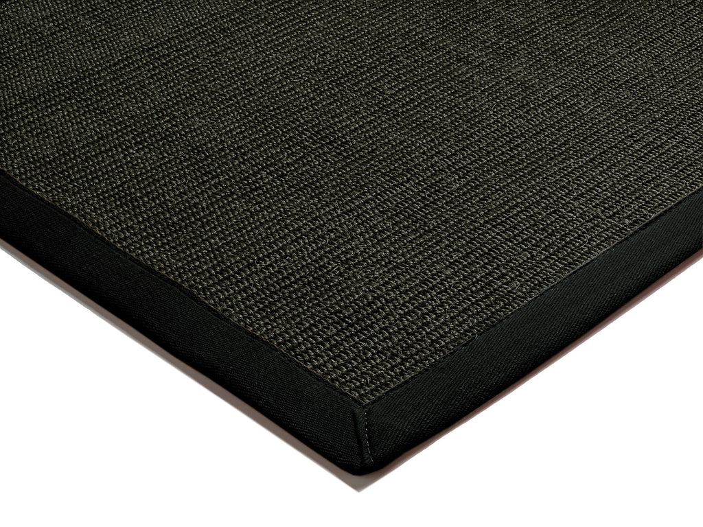 Sisal Rugs & Runners with Cotton Border - Black/Black AC