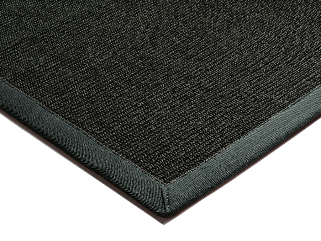 Sisal Rugs & Runners with Cotton Border - Black/Grey AC