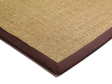 Sisal Rugs & Runners with Cotton Border - Linen/Chocolate- AC