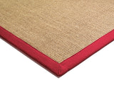 Sisal Rugs & Runners with Cotton Border - Linen/Red- AC
