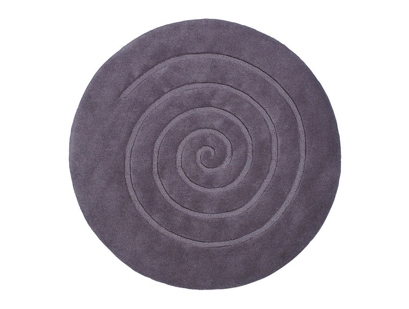 Spiral 100% Wool Circular Rugs - Grey- TR